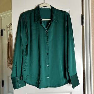 Womens satin button down blouse